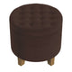 Wes Round Storage Ottoman | Chocolate Brown Velvet | Hardwood | 19"