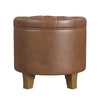 Wes Round Storage Ottoman | Brown Faux Leather | Hardwood | 19’’ BM334228