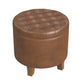 Wes Round Storage Ottoman | Brown Faux Leather | Hardwood | 19"