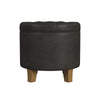 Wes Round Storage Ottoman | Black Faux Leather | Hardwood | 19’’ BM334229