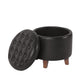 Wes Round Storage Ottoman | Black Faux Leather | Hardwood | 19’’ BM334229