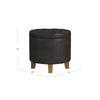 Wes Round Storage Ottoman | Black Faux Leather | Hardwood | 19’’ BM334229