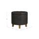Wes Round Storage Ottoman | Black Faux Leather | Hardwood | 19’’ BM334229