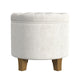 Wes Round Storage Ottoman | Cream Woven Fabric | Hardwood | 19"