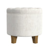Wes Round Storage Ottoman | Cream Woven Fabric | Hardwood | 19’’ BM334230