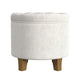 Wes Round Storage Ottoman | Cream Woven Fabric | Hardwood | 19’’ BM334230
