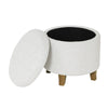 Wes Round Storage Ottoman | Cream Woven Fabric | Hardwood | 19’’ BM334230