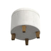 Wes Round Storage Ottoman | Cream Woven Fabric | Hardwood | 19"