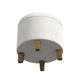 Wes Round Storage Ottoman | Cream Woven Fabric | Hardwood | 19"