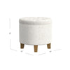 Wes Round Storage Ottoman | Cream Woven Fabric | Hardwood | 19’’ BM334230