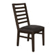 Eray Dining Side Chair Set of 2, Ladderback, Teak, Black Faux Leather