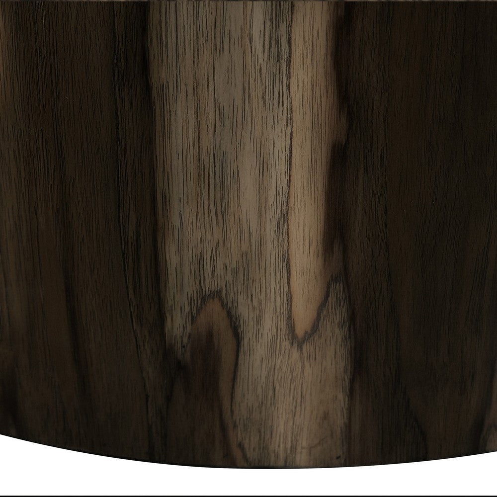 Eray Cocktail Coffee Table Drum Shape Black Mango Wood 42 Inch BM334237