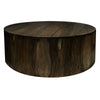 Eray Cocktail Coffee Table, Drum Shape, Black Mango Wood, 42 Inch