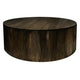 Eray Cocktail Coffee Table, Drum Shape, Black Mango Wood, 42 Inch