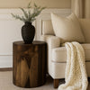 Eray Chairside End Table | Drum Design | Teak Black Mango Wood 18"