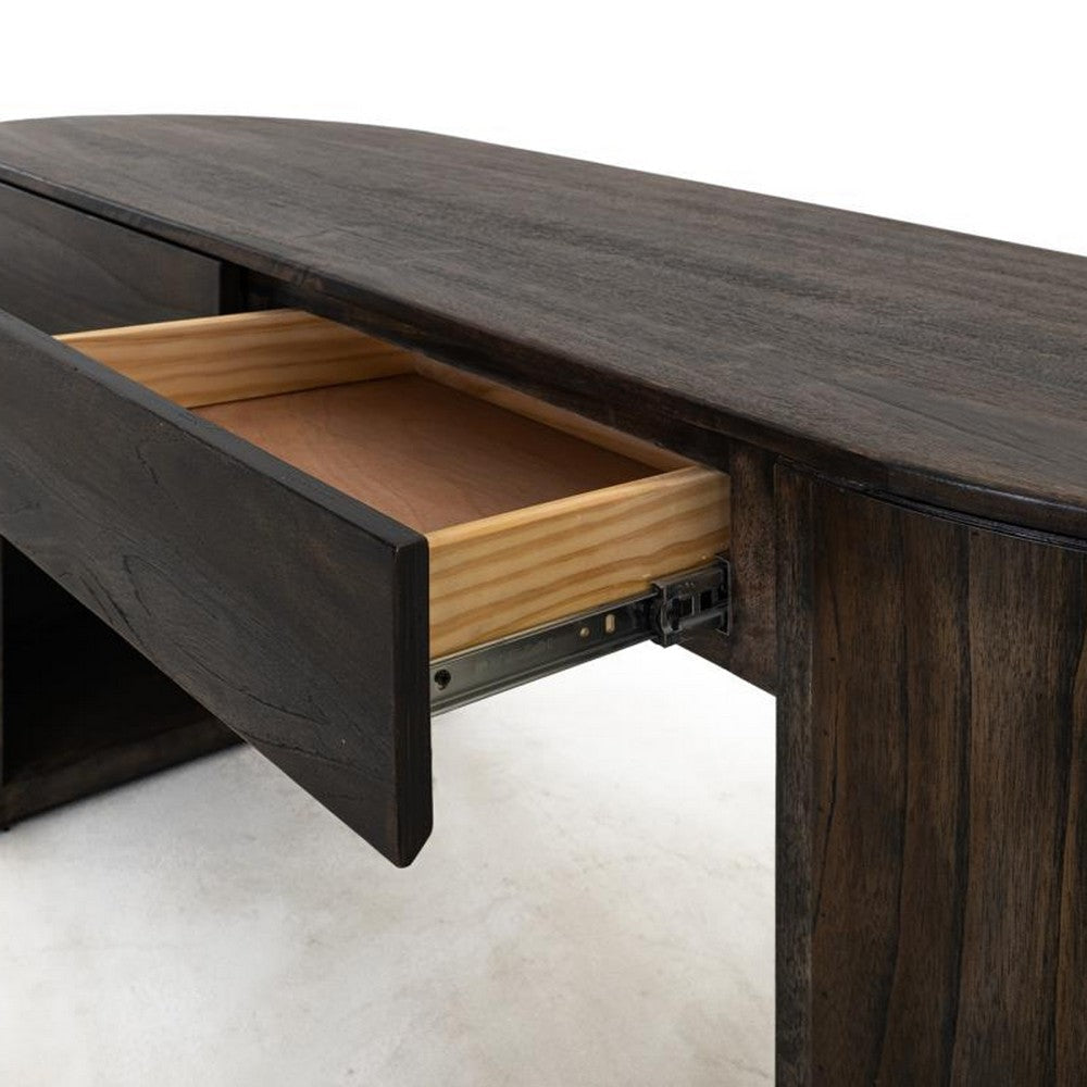 Eray Writing Desk | 2 Drawers | USB Ports | Teak Black Mango Wood 60’’