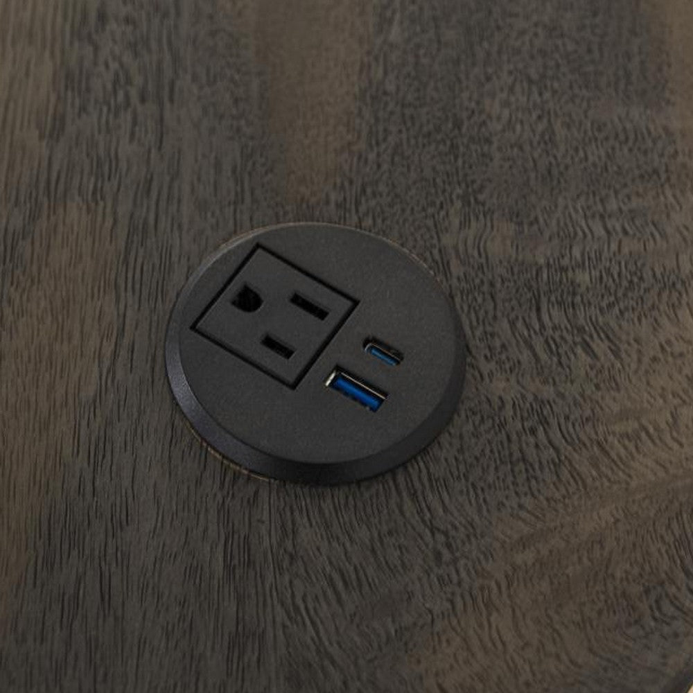 Eray Writing Desk | 2 Drawers | USB Ports | Teak Black Mango Wood 60’’