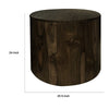 Eray Side End Table | Modern Drum Shape Black Mango Teak Wood | 24’’ BM334242