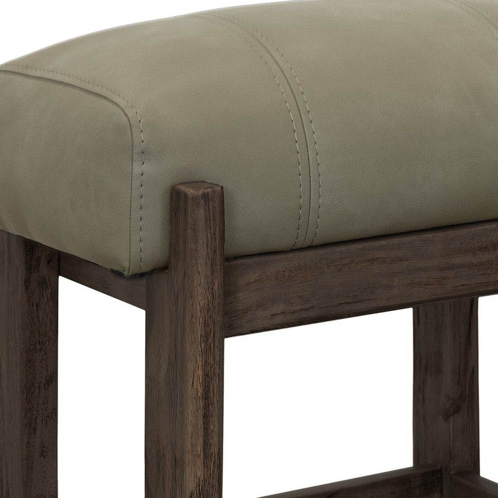 Eray 24’’ Counter Stool | Sage Green Seat Cushion | Teak Brown Wood