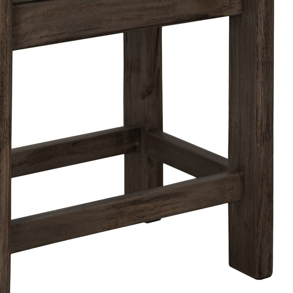 Eray 24’’ Counter Stool | Sage Green Seat Cushion | Teak Brown Wood