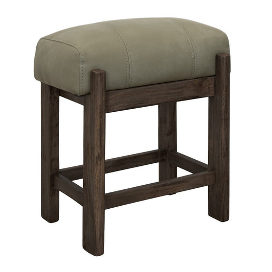 Eray 24" Counter Stool | Sage Green Seat Cushion | Teak Brown Wood