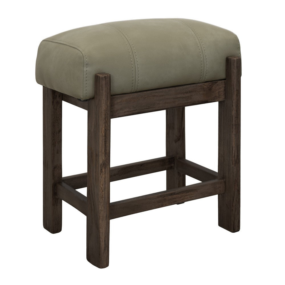 Eray 24" Counter Stool | Sage Green Seat Cushion | Teak Brown Wood