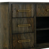 Eray TV Stand Media Console 7 Drawers Black Teak Wood 46 Inch BM334249