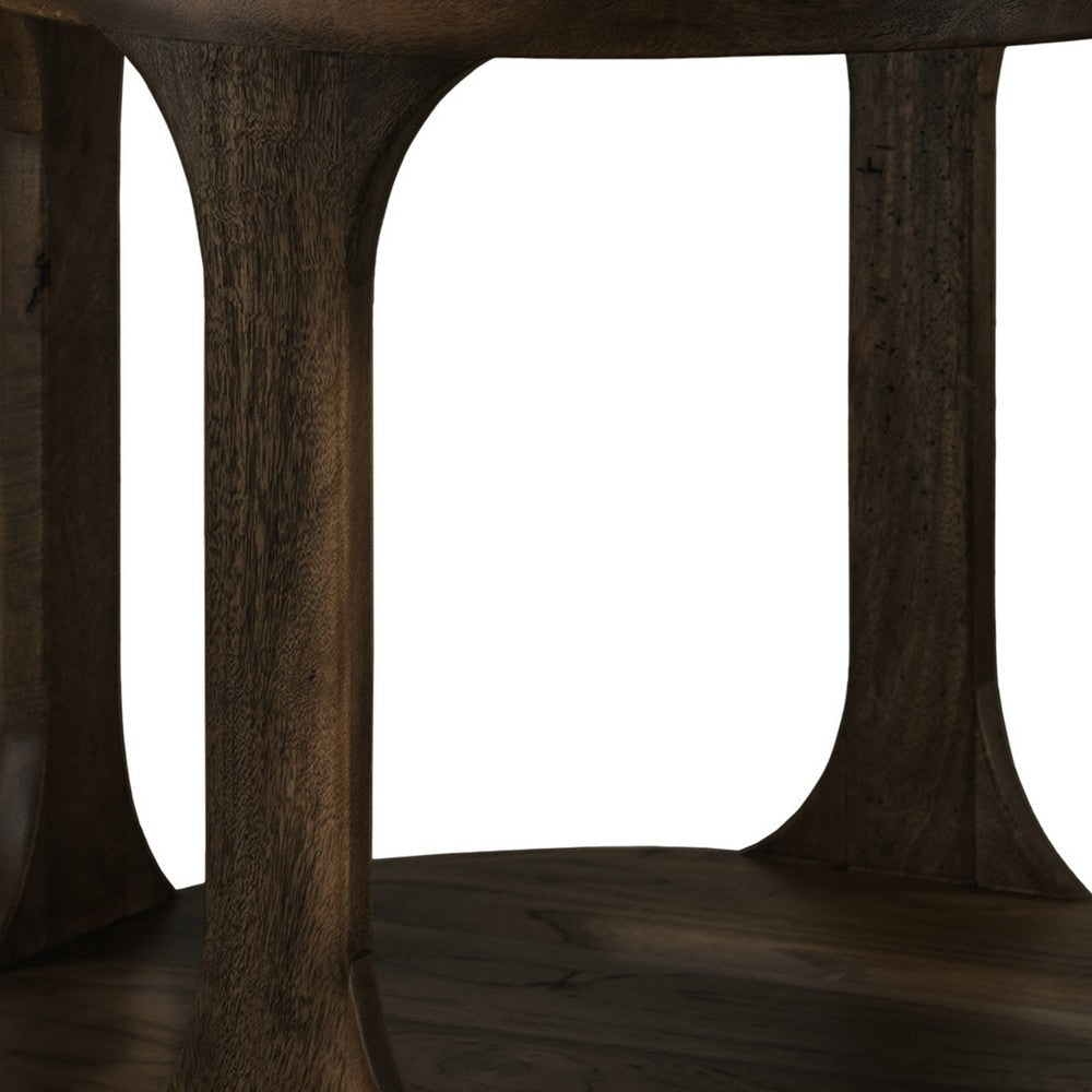 Eray Side End Table | 1 Shelf | Round Open Frame | Black Teak 26’’ BM334251