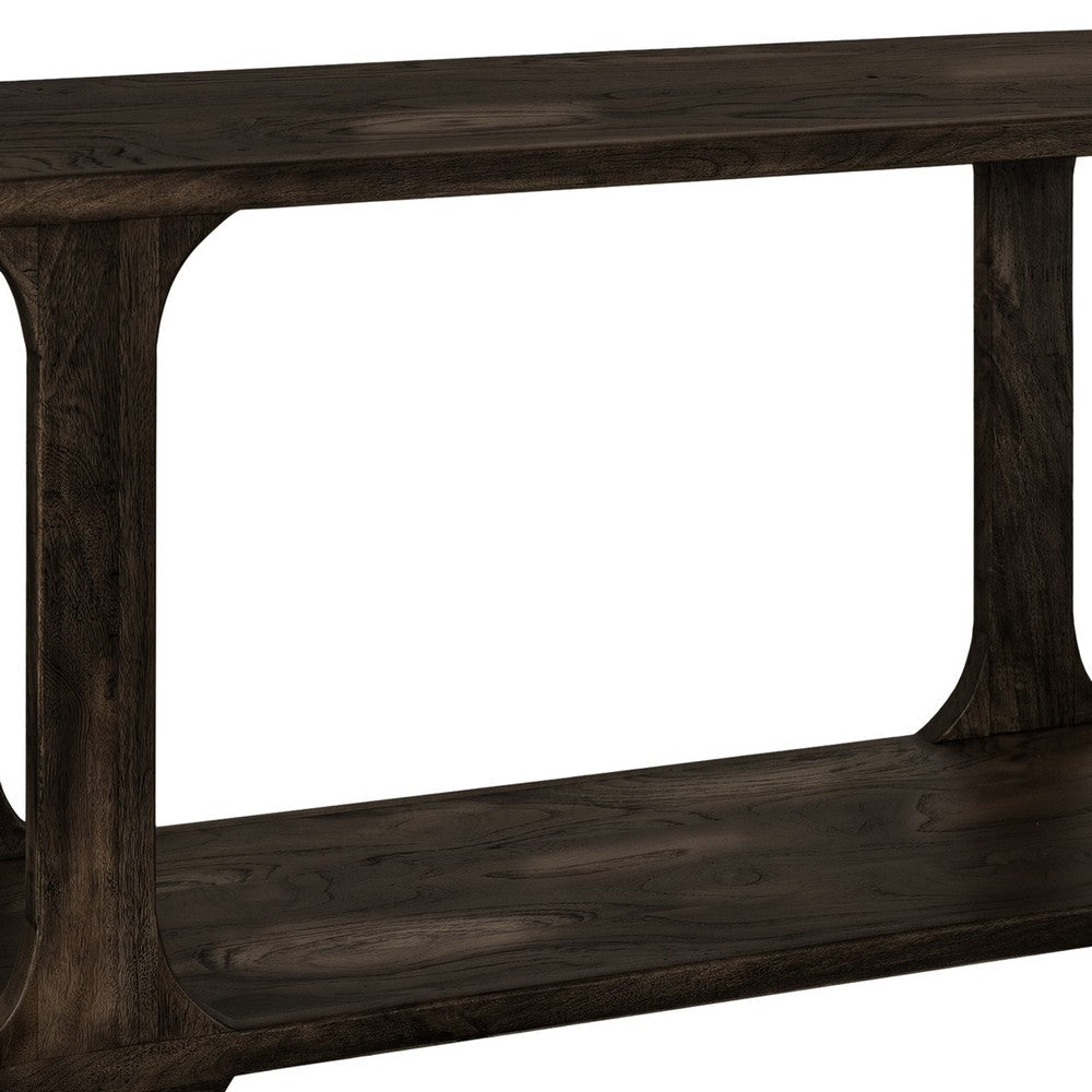 Eray Sofa Console Table | 1 Shelf | Oblong Frame | Black Teak 59’’ BM334252