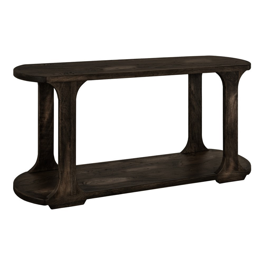 Eray Sofa Console Table | 1 Shelf | Oblong Frame | Black Teak 59"