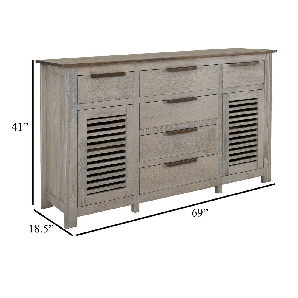 Boney Sideboard Buffet Console | 6 Drawers 2 Doors | Cream Brown 69’’ BM334254