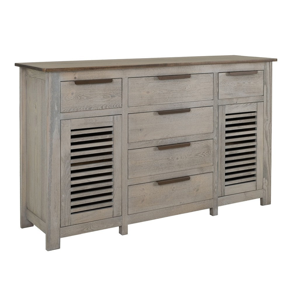 Boney Sideboard Buffet Console | 6 Drawers 2 Doors | Cream Brown 69"