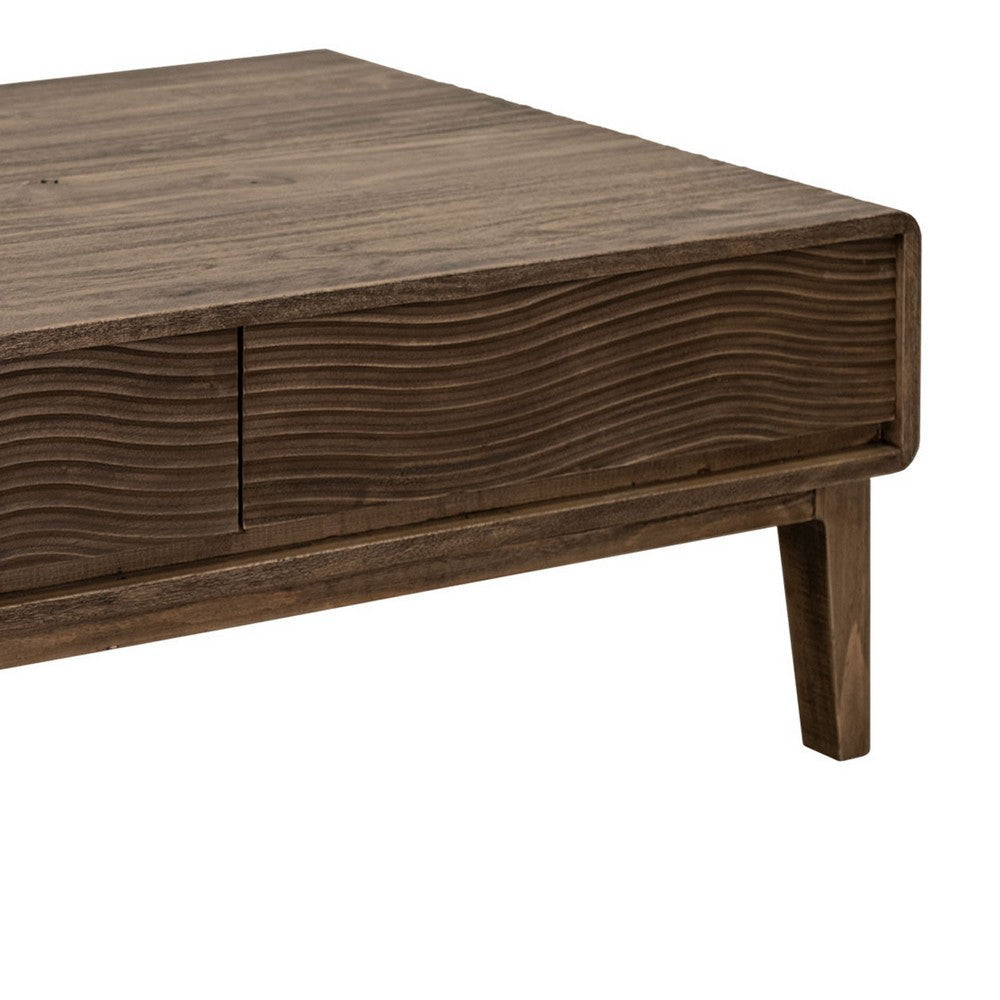 Oly Cocktail Coffee Table 4 Drawers Natural Brown Melina Wood 50 Inch BM334259