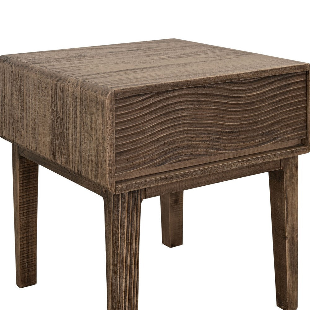 Oly Side End Table | 1 Drawer | Rustic Natural Brown Melina Wood 23’’ BM334261