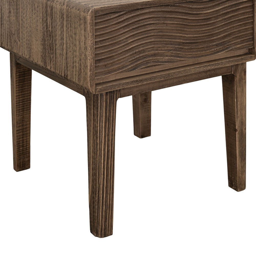 Oly Side End Table | 1 Drawer | Rustic Natural Brown Melina Wood 23’’ BM334261