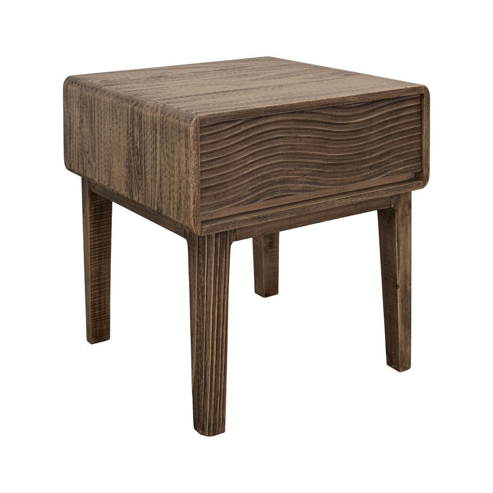 Oly Side End Table | 1 Drawer | Rustic Natural Brown Melina Wood 23"