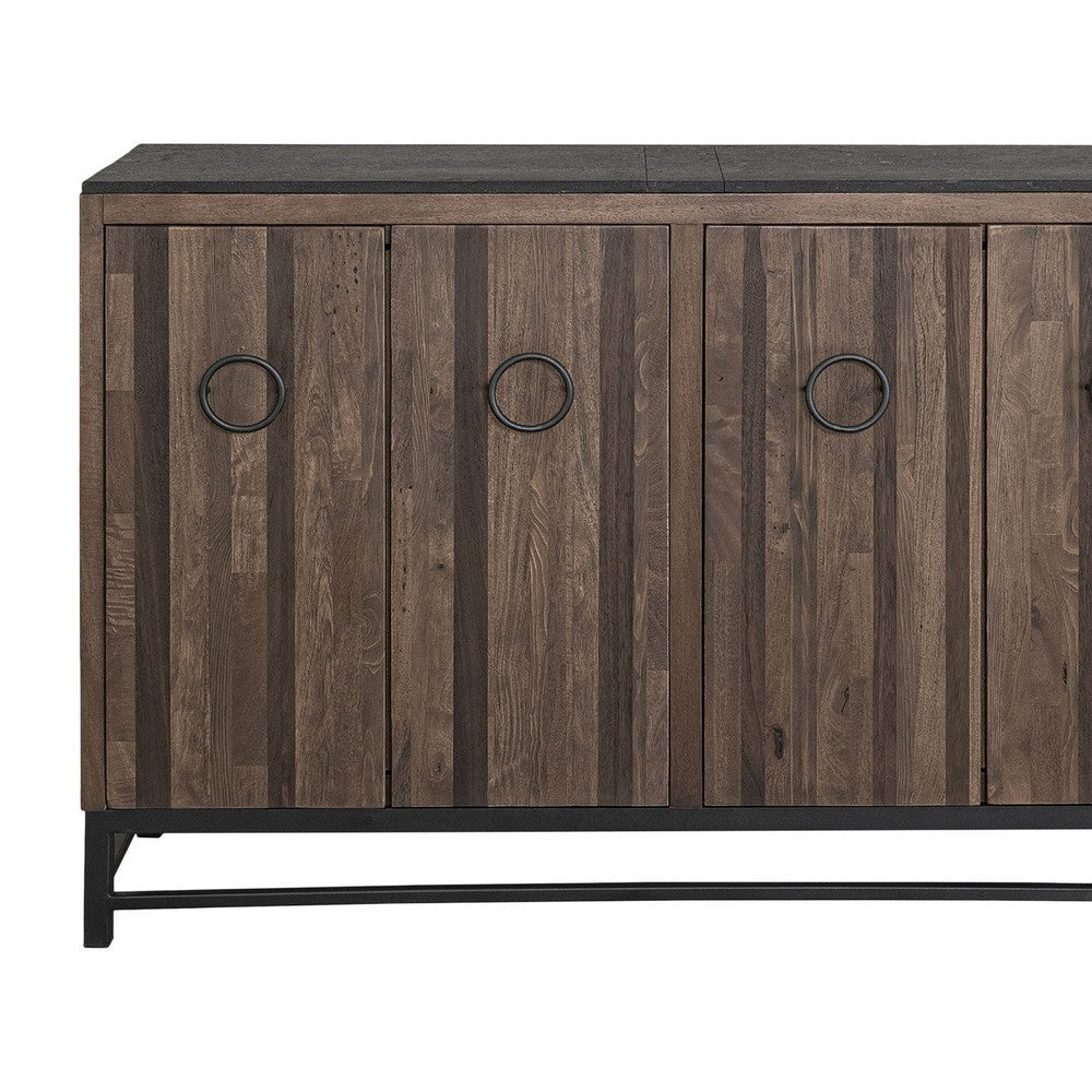 Kianu Sideboard Console Buffet | 4 Doors | Brown Plank Style | 59’’ BM334263