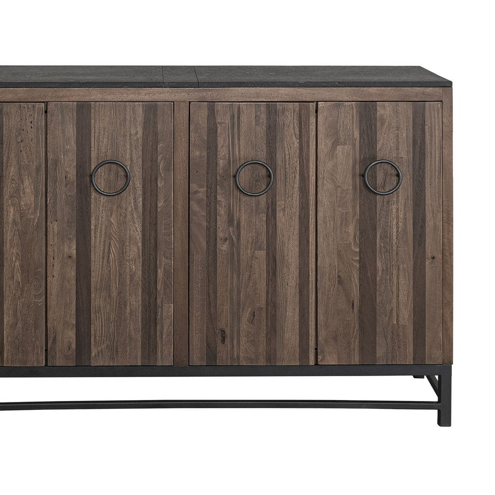 Kianu Sideboard Console Buffet | 4 Doors | Brown Plank Style | 59’’ BM334263
