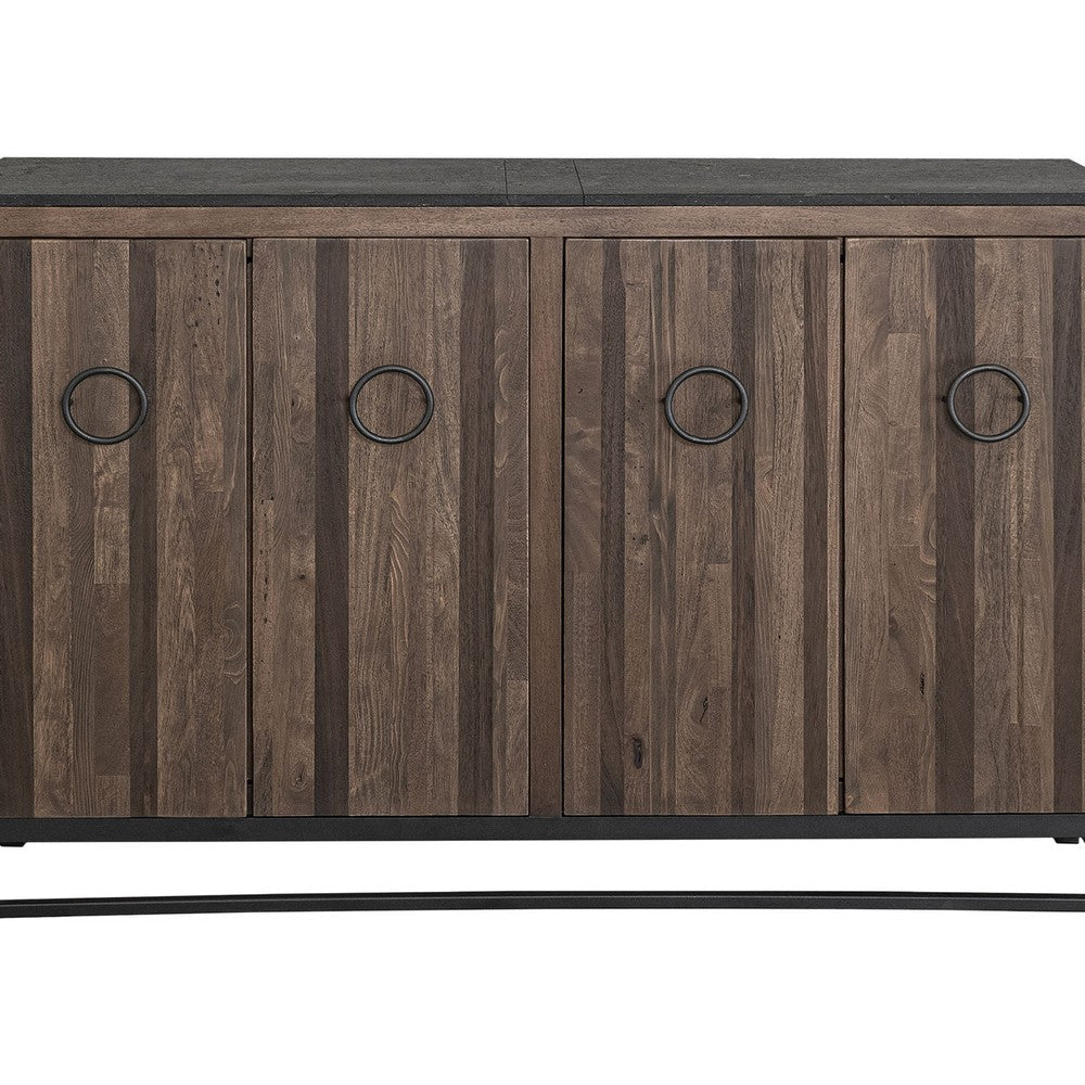 Kianu Sideboard Console Buffet | 4 Doors | Brown Plank Style | 59’’ BM334263