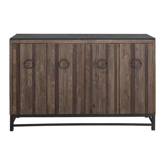 Kianu Sideboard Console Buffet | 4 Doors | Brown Plank Style | 59"