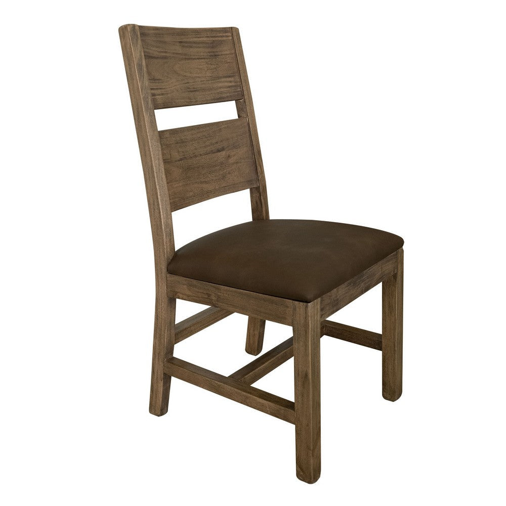 Tacey Dining Chair Set of 2, Brown Polyester, Peanut Brown Wood Frame