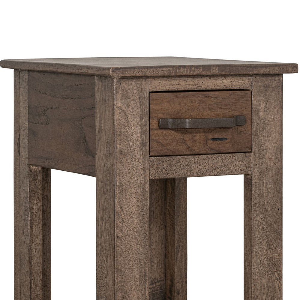 Tacey Chairside Table | 1 Drawer | 1 Shelf | Peanut Brown Wood | 18’’ BM334267