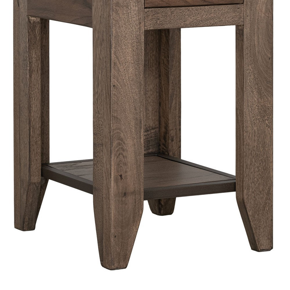 Tacey Chairside Table | 1 Drawer | 1 Shelf | Peanut Brown Wood | 18’’ BM334267