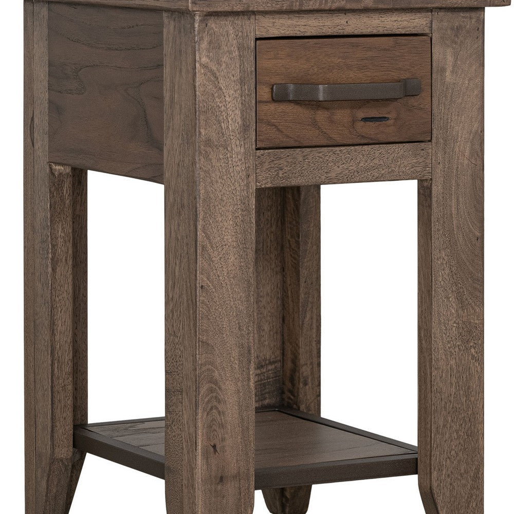 Tacey Chairside Table | 1 Drawer | 1 Shelf | Peanut Brown Wood | 18’’ BM334267