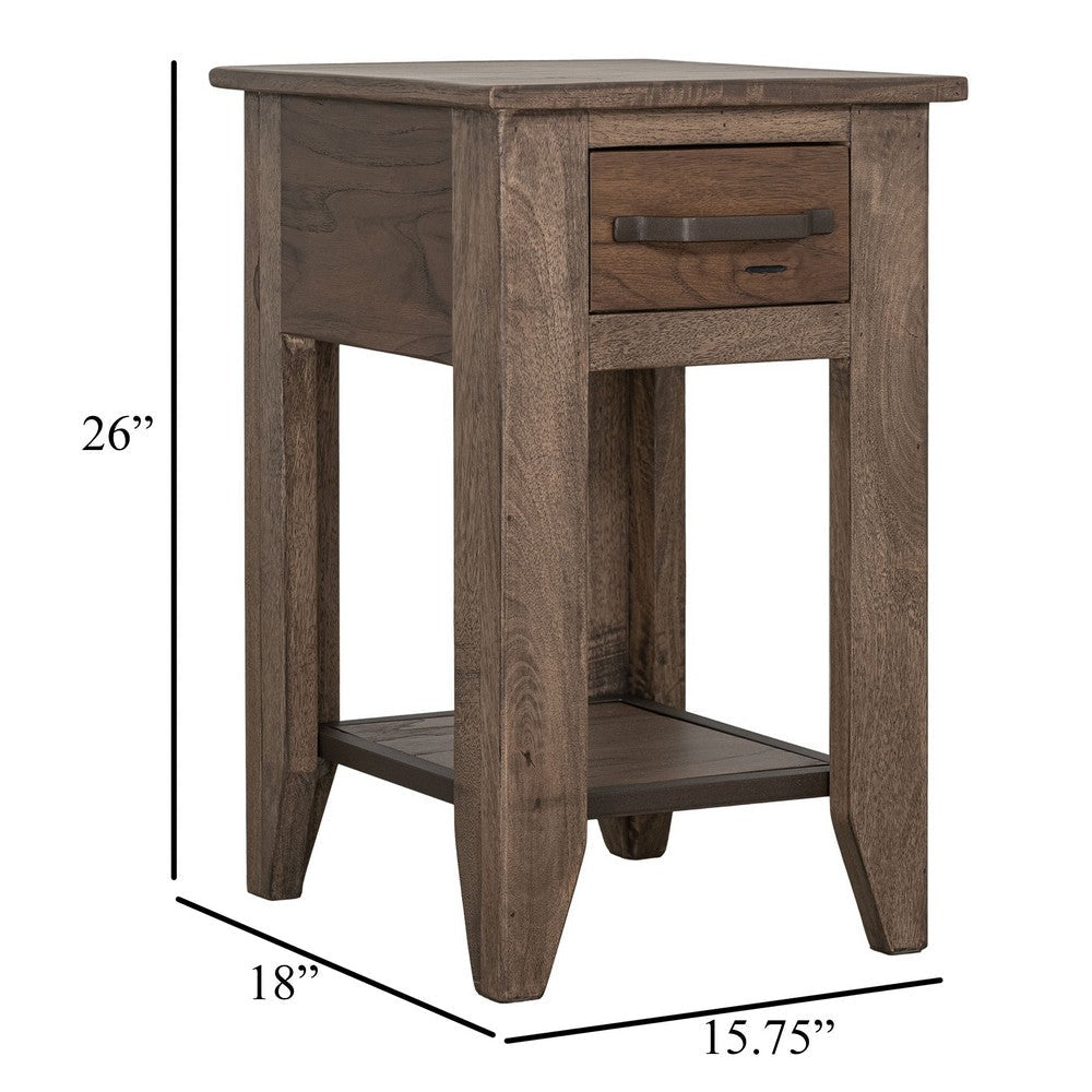 Tacey Chairside Table | 1 Drawer | 1 Shelf | Peanut Brown Wood | 18’’ BM334267