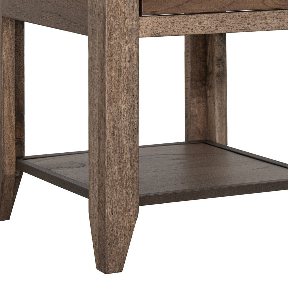 Tacey Side End Table | 1 Drawer 1 Shelf | Rustic Peanut Brown | 23’’ BM334269