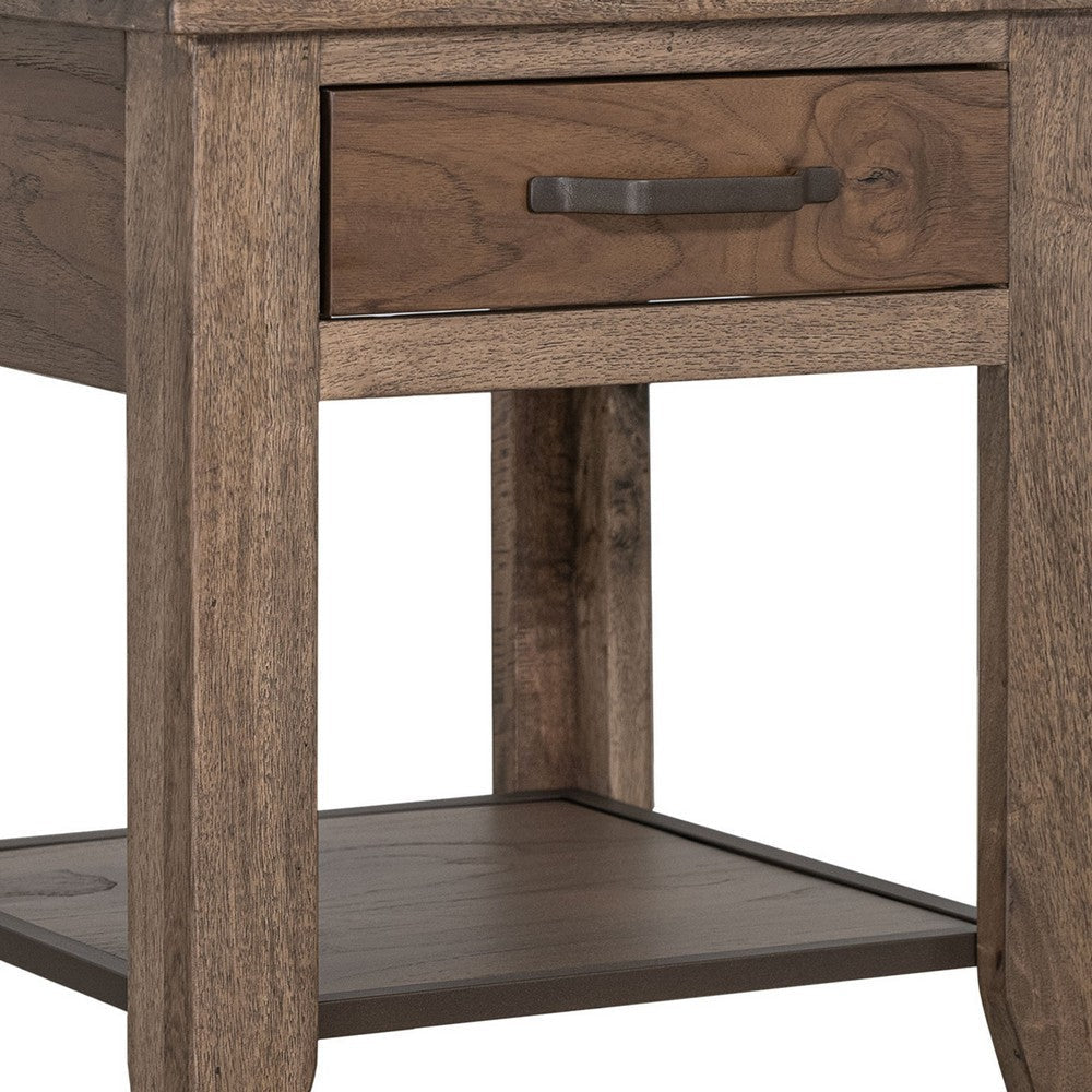 Tacey Side End Table | 1 Drawer 1 Shelf | Rustic Peanut Brown | 23’’ BM334269