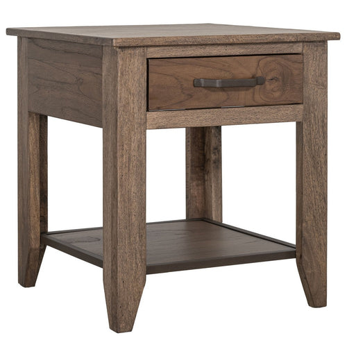 Tacey Side End Table | 1 Drawer 1 Shelf | Rustic Peanut Brown | 23"