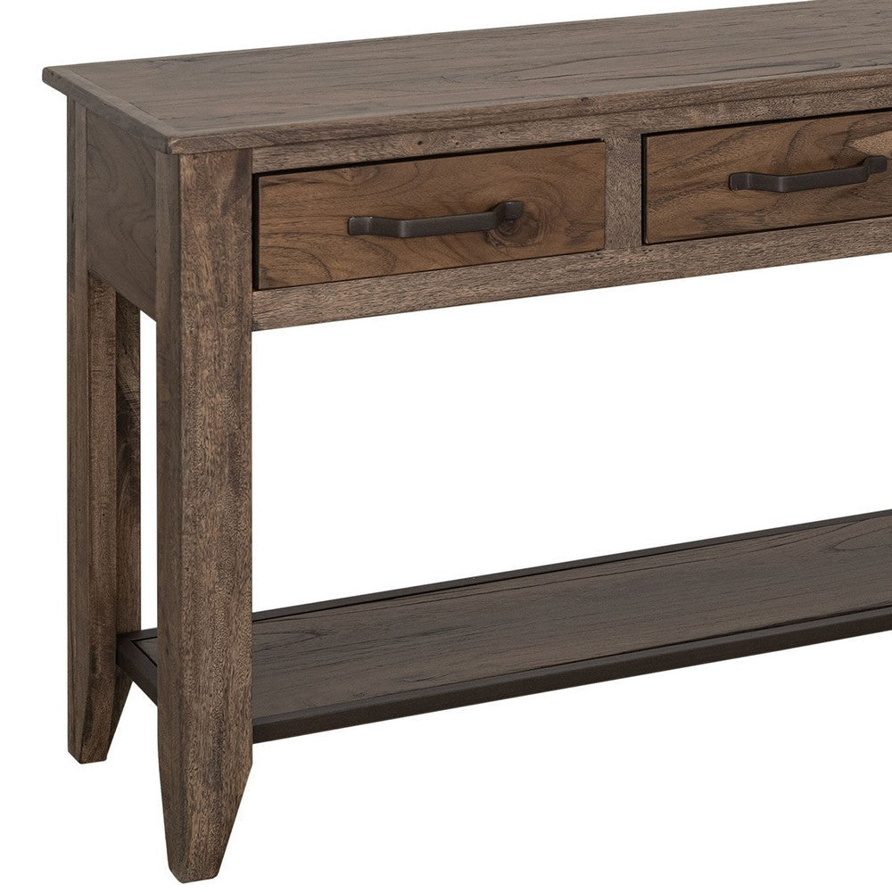 Tacey Sofa Console Table | 3 Drawers | Rustic Peanut Brown Wood | 54’’ BM334271