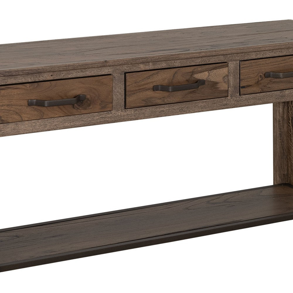 Tacey Sofa Console Table | 3 Drawers | Rustic Peanut Brown Wood | 54’’ BM334271